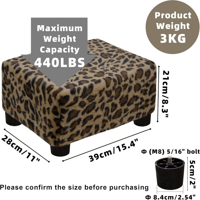 CAROLMADE  pouf صغير مع أرجل تحت المكتب لراحة القدمين لغرفة المعيشة وغرفة النوم والمكتب، فرو صناعي بني - Image 3